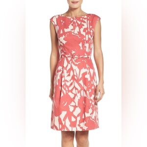 NWT Adrianna Papell Size 14W Pink and White Dress with Belt